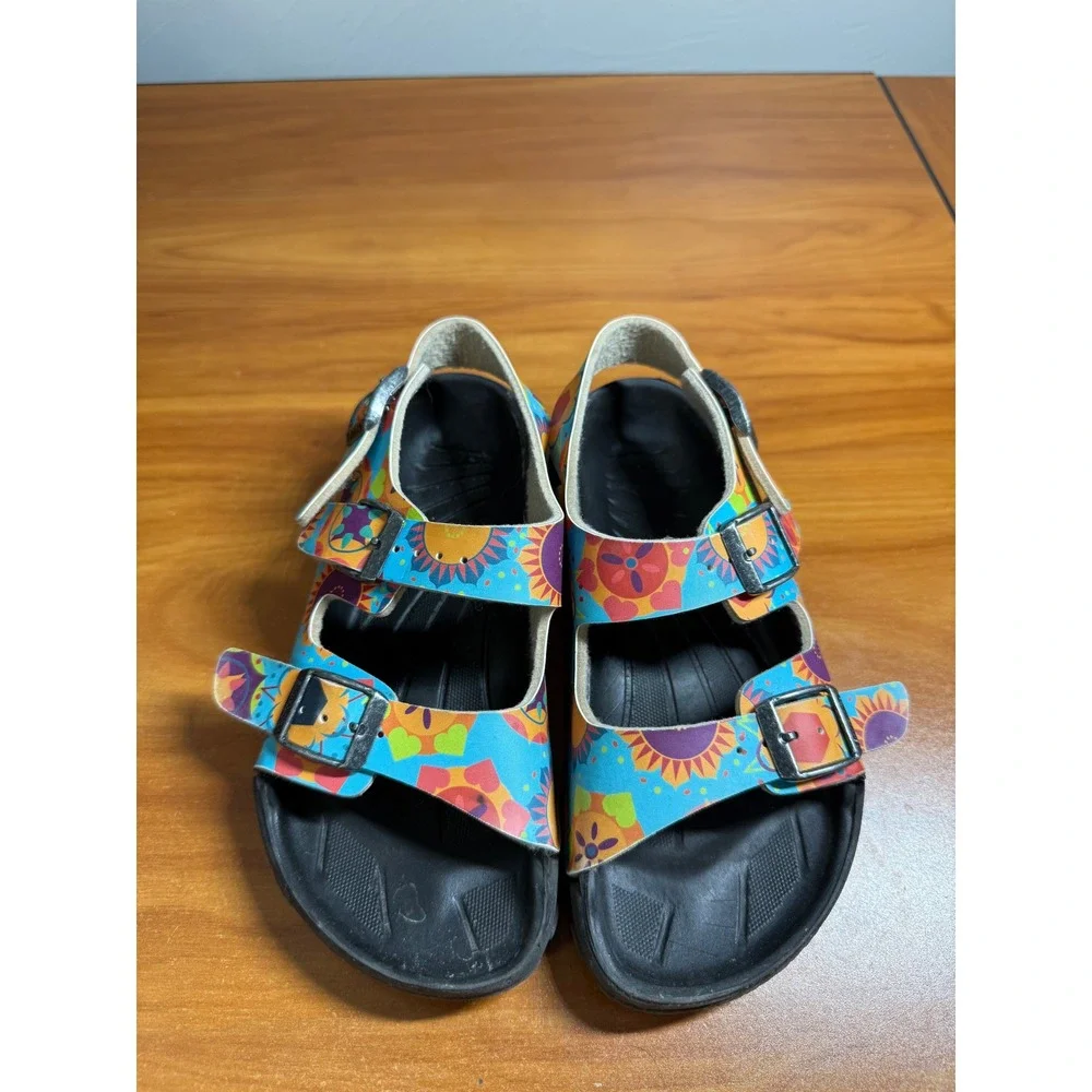 Birkis by Birkenstock Kids Sandals Size 32 Psychedelic Sun Heart Multi-Color